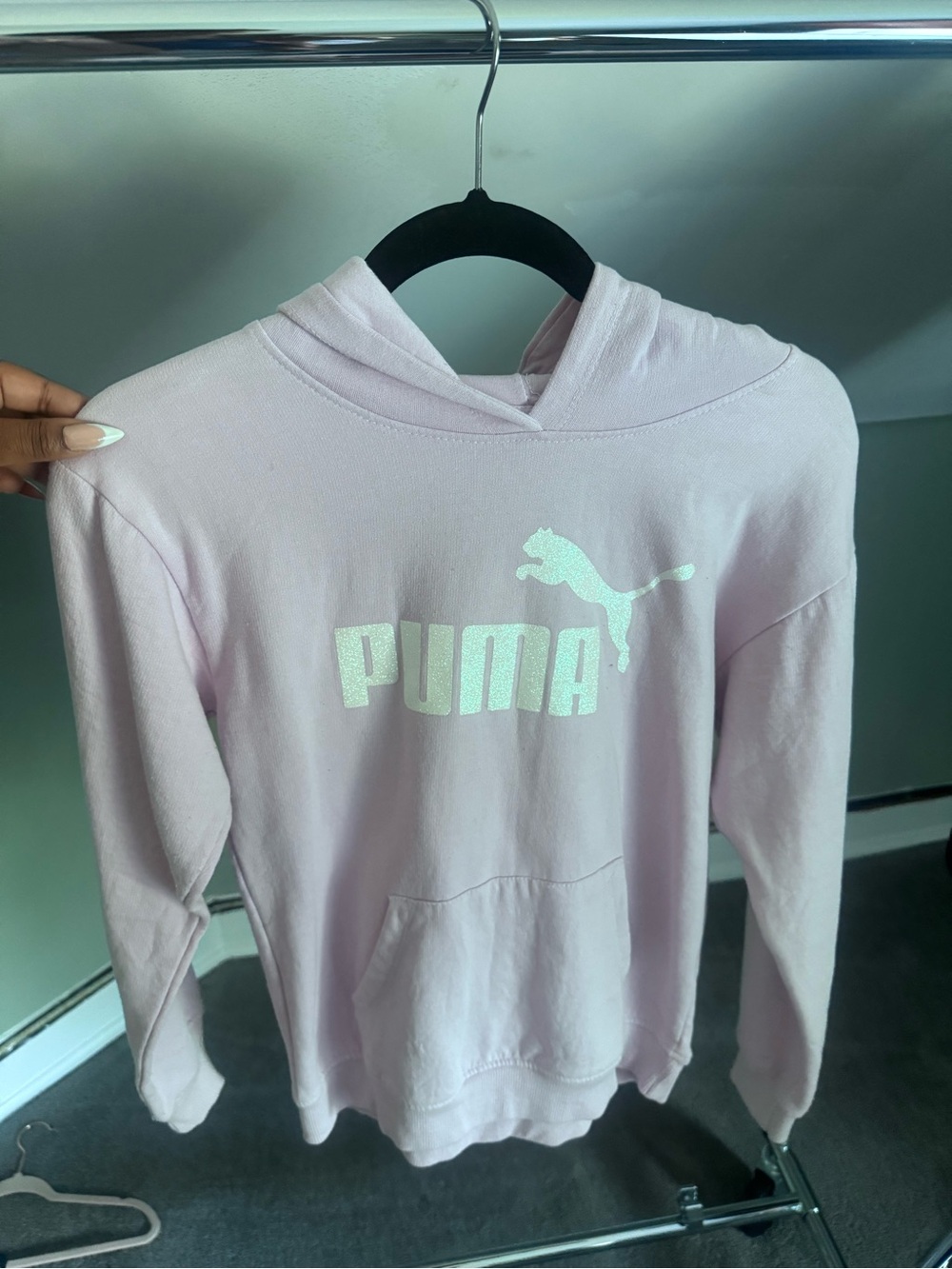 Puma Women's Pale Pink Pullover Hoodie with White Logo
